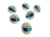 Round Nautical Buttons Fish Ship Shark Anchor Childrens Buttons On White Shank