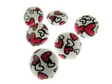 Round White Shank Buttons with Hearts Print - 15mm - WB364824