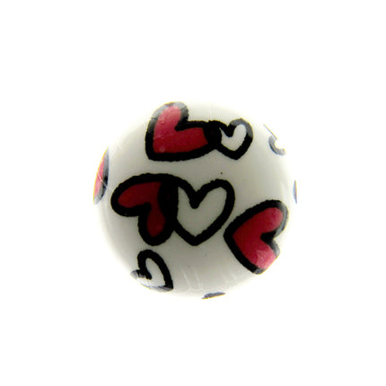Round White Shank Buttons with Hearts Print - 15mm - WB364824