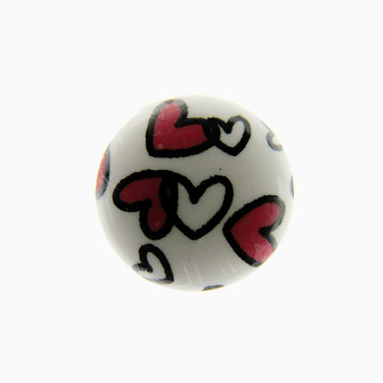Round White Shank Buttons with Hearts Print - 15mm - WB364824