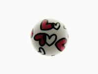 Round White Shank Buttons with Hearts Print - 15mm - WB364824
