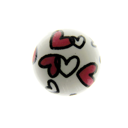 Round White Shank Buttons with Hearts Print - 15mm - WB364824