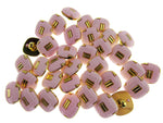 Square Pink Plastic Shank Button with Gold Embellishment- 17mm - 79 Buttons