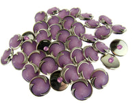 Round Purple Plastic Shank Button with Silver Edge - 21mm - 66 Clearance Buttons