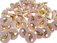 Round Pink Plastic Shank Button with Gold Embellishment- 18mm - 55 Buttons