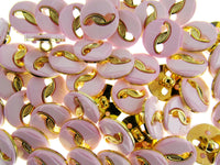 Round Pink Plastic Shank Button with Gold Embellishment- 18mm - 55 Buttons