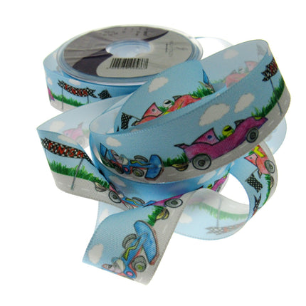 Childrens Racing Car Ribbon by Berisfords - 25mm Wide - 3 Meter Lengths