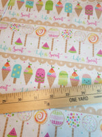 Cotton Fabric - Ice Lolly "Life Is Sweet" Fat Quarter - 100% Cotton Print Fabric