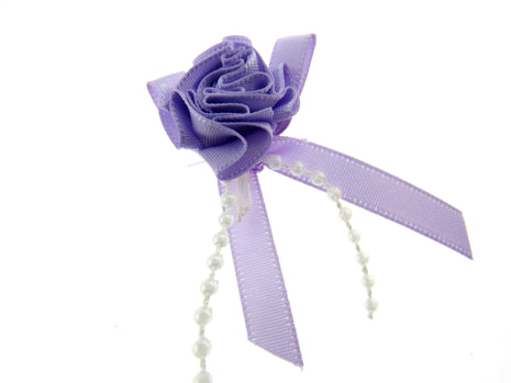 Carnation Satin Ribbon Bows Pearl Stamens Tails 5 Colours Pack 5