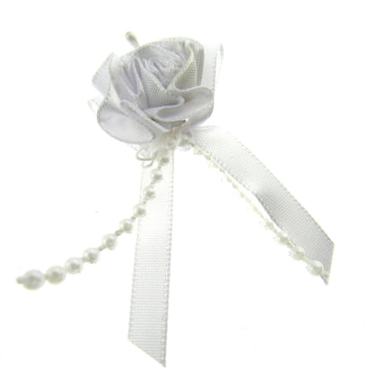 Carnation Satin Ribbon Bows with Pearl String Stamens & Tails - 5 x Bows - 53415