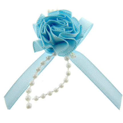 Carnation Satin Ribbon Bows with Pearl String Stamens & Tails - 5 x Bows - 53415