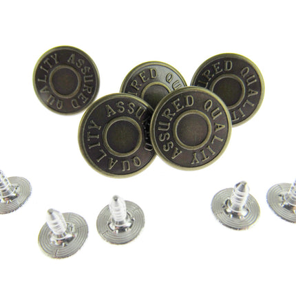 Denim Jean Buttons with Quality Assured in Bronze or Brass Colour 10 Button Pack - ThreadandTrimmings