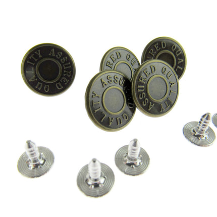 Denim Jean Buttons with Quality Assured in Bronze or Brass Colour 10 Button Pack - ThreadandTrimmings