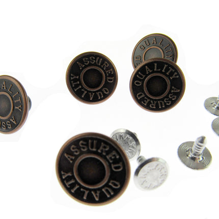 Denim Jean Buttons with Quality Assured in Bronze or Brass Colour 10 Button Pack - ThreadandTrimmings