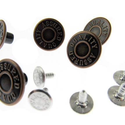 Denim Jean Buttons with Quality Assured in Bronze or Brass Colour 10 Button Pack - ThreadandTrimmings