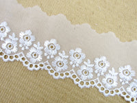 Flat Nylon Lace - 55mm Wide - White or Ivory -  3m Lengths - 2106