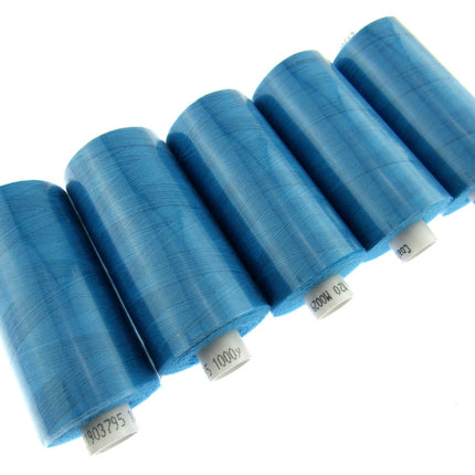 5 x 1000 YARD MOON SPUN POLYESTER SEWING THREAD - CHOOSE YOUR COLOUR - ThreadandTrimmings