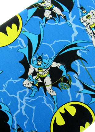 Kingfisher Blue Cotton Fabric with Batman Holding Rope Theme - 100% Cotton