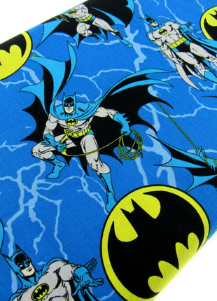 Kingfisher Blue Cotton Fabric with Batman Holding Rope Theme - 100% Cotton