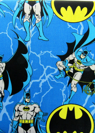 Kingfisher Blue Cotton Fabric with Batman Holding Rope Theme - 100% Cotton