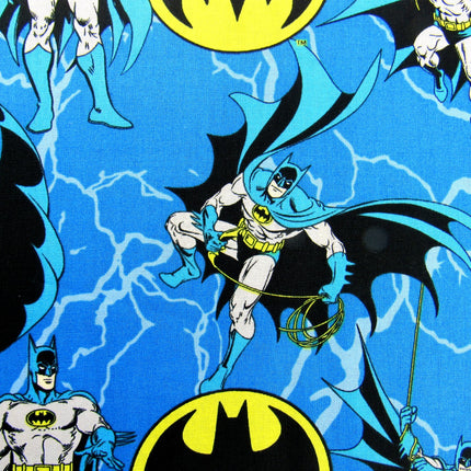 Kingfisher Blue Cotton Fabric with Batman Holding Rope Theme - 100% Cotton