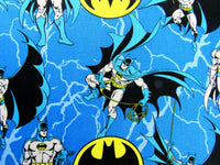 Kingfisher Blue Cotton Fabric with Batman Holding Rope Theme - 100% Cotton