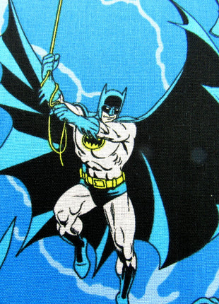 Kingfisher Blue Cotton Fabric with Batman Holding Rope Theme - 100% Cotton