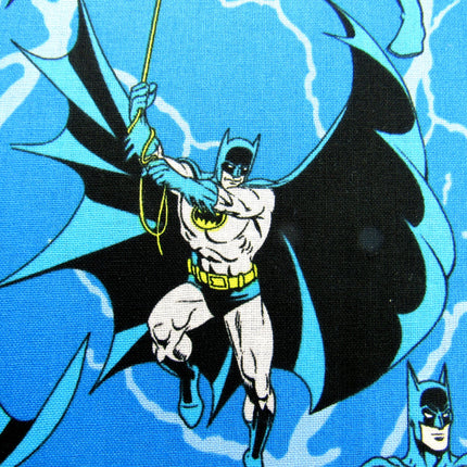 Kingfisher Blue Cotton Fabric with Batman Holding Rope Theme - 100% Cotton