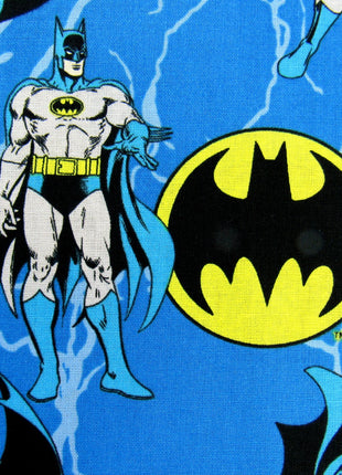 Kingfisher Blue Cotton Fabric with Batman Holding Rope Theme - 100% Cotton