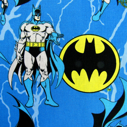 Kingfisher Blue Cotton Fabric with Batman Holding Rope Theme - 100% Cotton