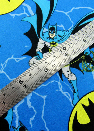 Kingfisher Blue Cotton Fabric with Batman Holding Rope Theme - 100% Cotton