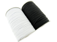 Thin Flat Braid Elastic - 7mm - 8 Cord Knicker - Face Mask Elastic Black - White