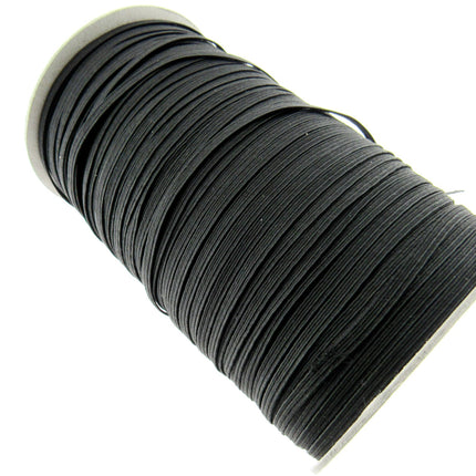 Thin Flat Braid Elastic - 7mm - 8 Cord Knicker - Face Mask Elastic Black - White - ThreadandTrimmings