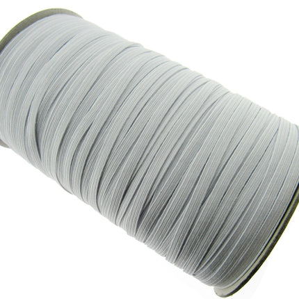 Thin Flat Braid Elastic - 7mm - 8 Cord Knicker - Face Mask Elastic Black - White - ThreadandTrimmings