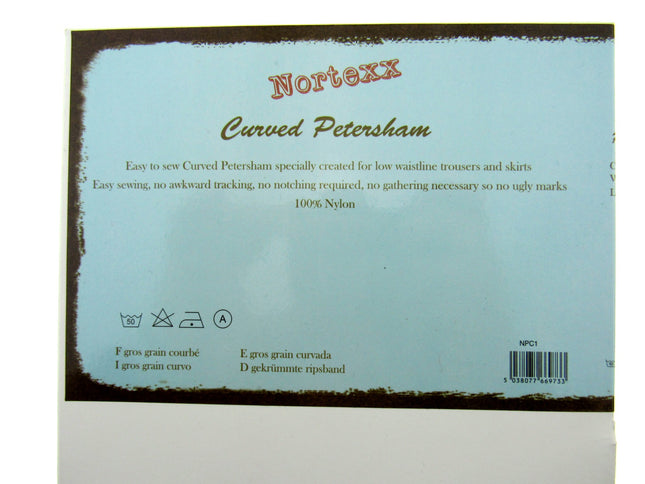 Curved Petersham For Low Waistline Skirts & Trousers - 25mm - Black or White - ThreadandTrimmings