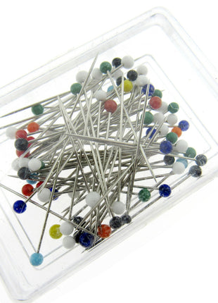 Glass Head Straight Sewing Pins - None Melt Pins - 32mm - 80 Pins Approx JTL057 - ThreadandTrimmings