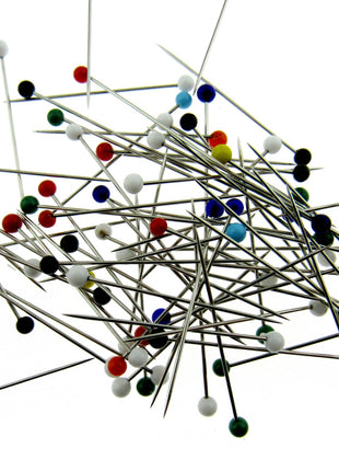 Glass Head Straight Sewing Pins - None Melt Pins - 32mm - 80 Pins Approx JTL057 - ThreadandTrimmings