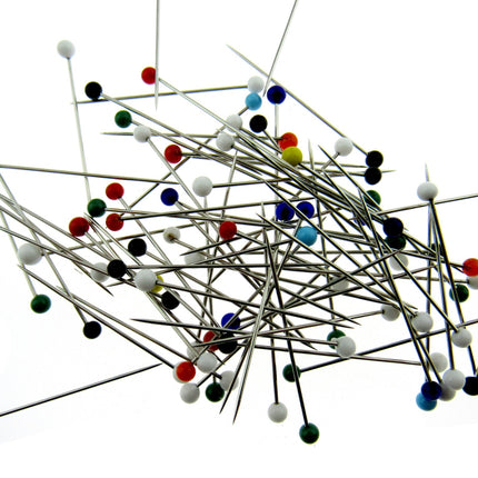 Glass Head Straight Sewing Pins - None Melt Pins - 32mm - 80 Pins Approx JTL057 - ThreadandTrimmings