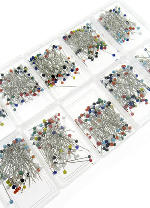 Glass Head Straight Sewing Pins - None Melt Pins - 32mm - 80 Pins Approx JTL057 - ThreadandTrimmings