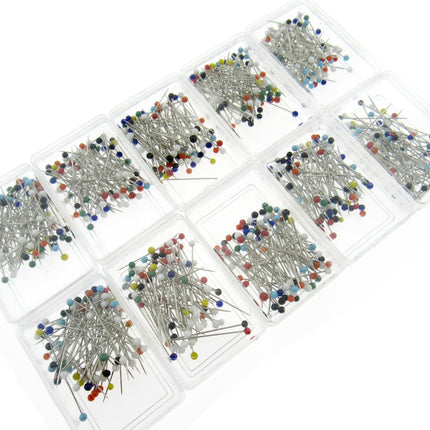 Glass Head Straight Sewing Pins - None Melt Pins - 32mm - 80 Pins Approx JTL057 - ThreadandTrimmings