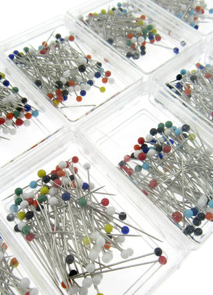Glass Head Straight Sewing Pins - None Melt Pins - 32mm - 80 Pins Approx JTL057 - ThreadandTrimmings