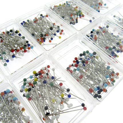 Glass Head Straight Sewing Pins - None Melt Pins - 32mm - 80 Pins Approx JTL057 - ThreadandTrimmings