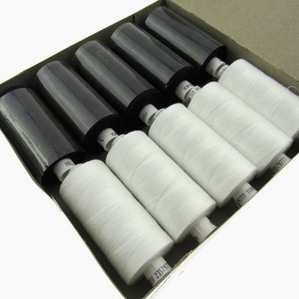 Coats Moon Sewing Thread  Black White or Natural 1000 Yards 10 Spool Box - ThreadandTrimmings