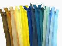 12 x Sea Side Sample Mix Zips - Windy & Sunny Colours - Closed End Dress Zips