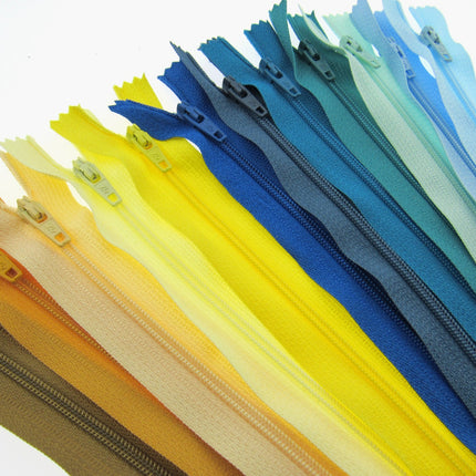 Nylon Closed End Zips - Seaside Sample Mix - Windy & Sunny Colours - 12 Pack - ThreadandTrimmings