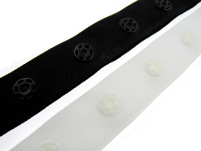 Duvet Cover Snap Fastener Popper Tape  by the Meter 18mm Wide  25mm Spacing - ThreadandTrimmings