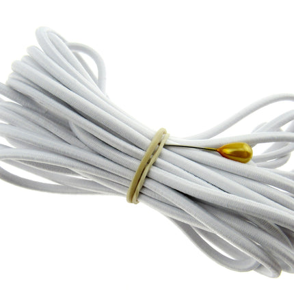 Thin Round Elastic - Best Quality and UK Made - 1mm/2mm/3mm in Black & White - ThreadandTrimmings