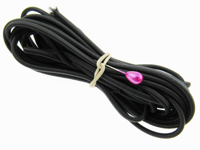 Thin Round Elastic in 5m Lengths Choice of Black or White 1mm / 2mm / 3mm Widths - ThreadandTrimmings
