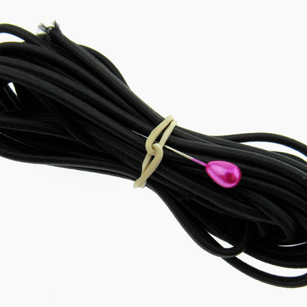 Thin Round Elastic - Best Quality and UK Made - 1mm/2mm/3mm in Black & White - ThreadandTrimmings