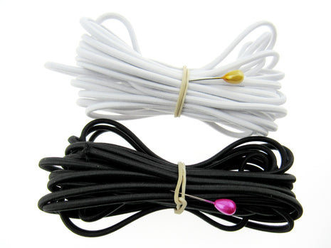 Thin Round Elastic - Best Quality and UK Made - 1mm/2mm/3mm in Black & White - ThreadandTrimmings